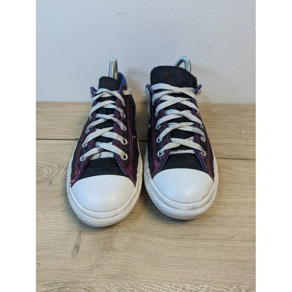 Converse All Star Double Tongue Junior Size 6 Dot Shimmer Purple Shoes 654227F